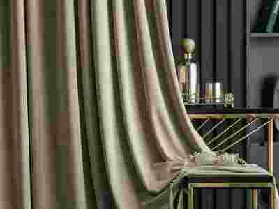 全国流行素色绒布窗帘效果奶茶色天鹅绒窗帘品质优良图1