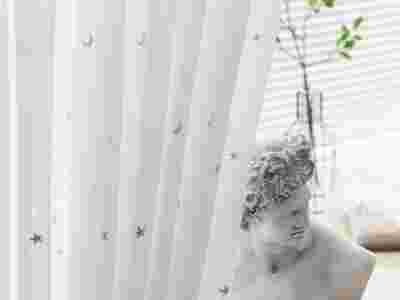 进口北欧风刺绣卧室窗纱安装儿童房遮光梦幻窗纱图1