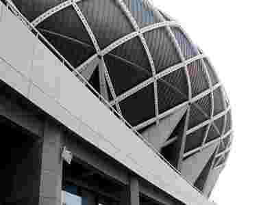 0.9mm厚弯弧铝镁锰板 火车站65-330高立边金属屋面板图2