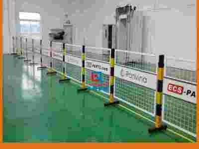 泰安燃气施工围栏 泰安燃气检修栅栏 双面LOGO 活动式 龙桥图2