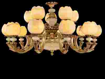 玉石铜灯 全铜玉石灯 白玉灯具 欧式天然玉石吊灯图2