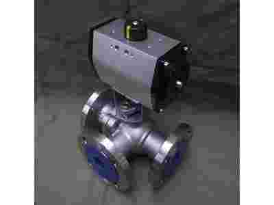 气动三通球阀Q614F 内螺纹气动三通球阀图1